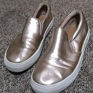 Pink slip on sneakers